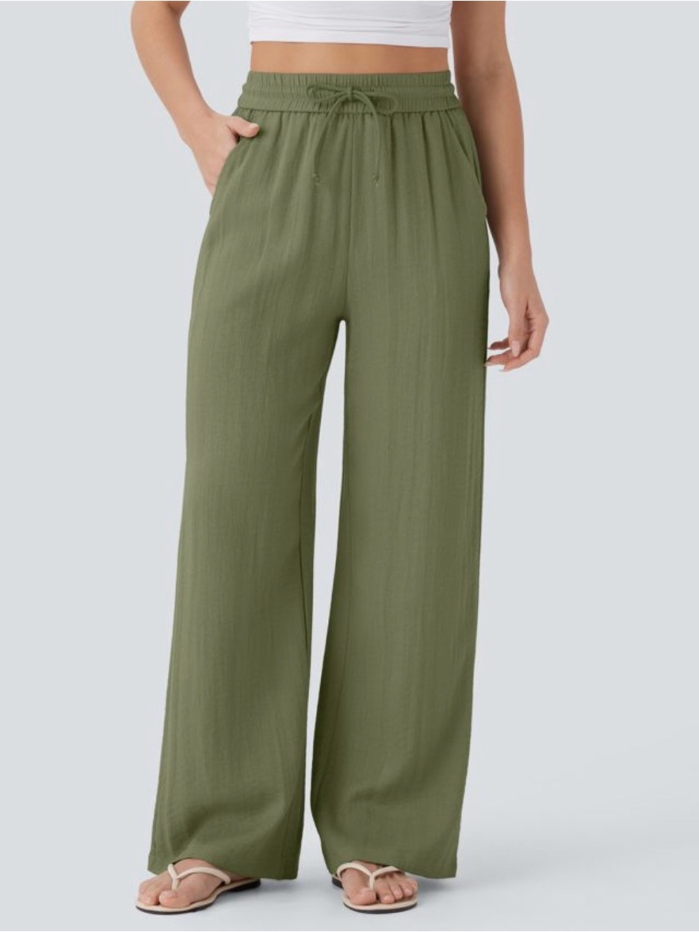 HALARA Olive Green Wide Leg Pants - Picture 10 of 11
